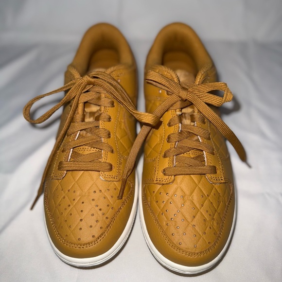 Women's Nike Dunk Low in Wheat/Sail Quilted Sneakers - Picture 5 of 7